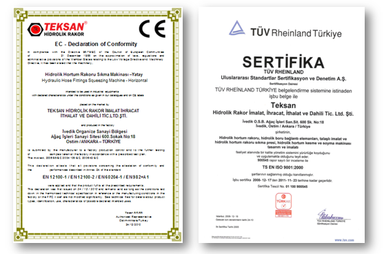 ISO 9001 Belgemiz ve CE İşaretimiz ISO 9001 Belgemiz ve CE İşaretimiz